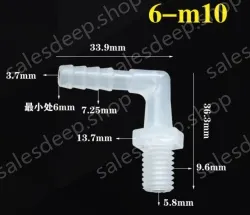 6-M10-M thread right angle elbow