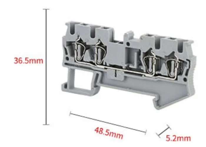ST2.5-QUATTRO Yellow & Green Spring Terminal Blocks DIN rail type in-line terminal blocks